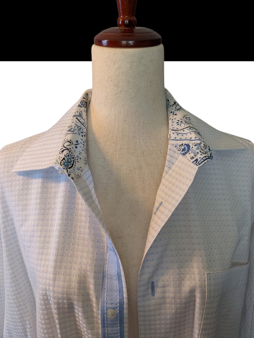 Viscoti, Men's White And Blue Long -Sleeve Button-Up Shirt